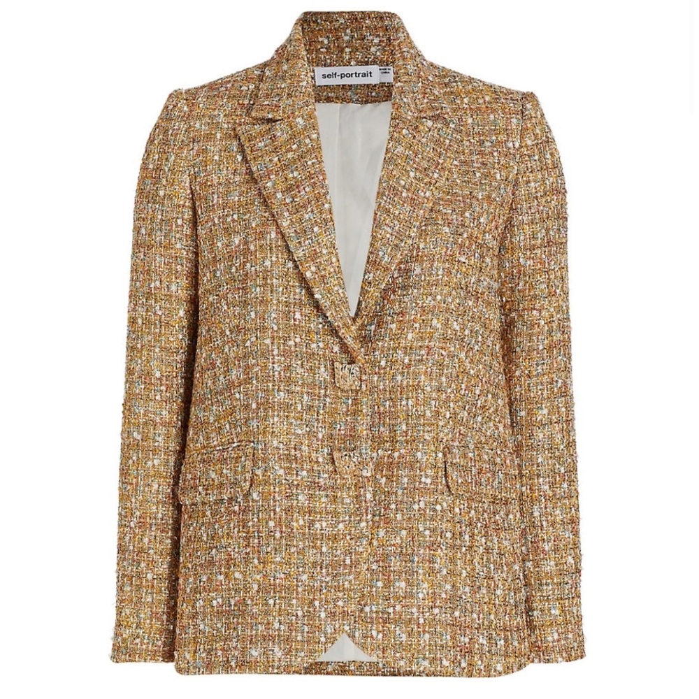 Self Portrait Boucle Gold Blazer